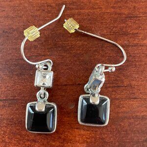 Bundle 3 for $12 Lia Sophia Black and Clear Stone Silver Tone Dangle Earrings